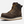 Dark brown boot with yellow laces and a tan sole against a white background.