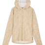 Pale yellow solar hoody with a geometrical pattern on a white background