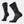Black socks that have light grey accents all over the sock against a white backgorund.