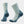 Light green socks with teal accents against a white background.
