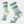Blue stripped sock with white, yellow and dark blue accents against a white background.