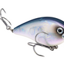 Oil slick looking hard plastic fish with multiple hooks against a white background.