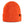 Bright orange hat with a small brown tag on the flipped up portion of the hat against a white background.