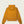 Back view of a mustard yellow hoodie that is cropped against a white background.