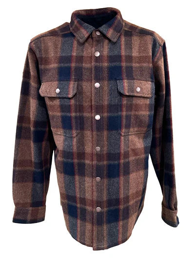Woolly Dry Goods Men's Wool Plaid Shirtjac Snap Closure (WSSN01R)