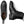 Top view of a boot stand straight up an then another boot on its side against a white background.