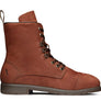 Brown boot against a white background.