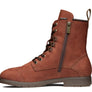 Brown boot with a zipper against a white background.