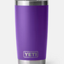 Purple cup with the Yeti logo on the front bottome.
