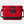 Red cooler with a black handle and a black latch with the Yeti logo on the front against a white background.