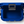 Top view of a Yeti cooler that is blue and is open with a Yeti logo on the latch part against a white background.
