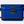Front view of a Yeti hard cooler that is blue and has the Yeti logo on the from with a large handle for carrying against a white background.