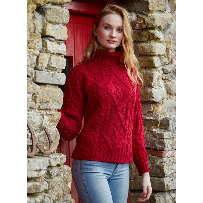 Aran Crafts Inch Traditional Turtle Neck Sweater