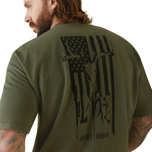 Ariat Men's Rebar Cotton Strong American Outdoor SS T-Shirt (10043827)