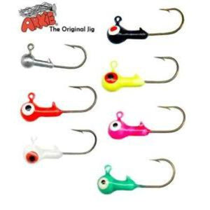 arke fishing lure Arkie Double Eye Painted Bronze Hook Jig Heads – Wind Rose North Ltd. Outfitters