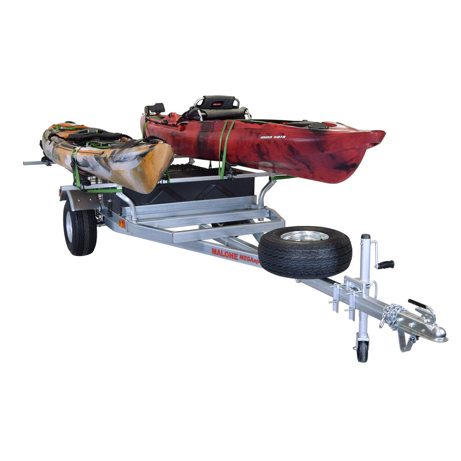 Malone MegaSport Trailer Package w/ Saddle Up Pro Carriers, Wire Storage Basket, Plastic Storage Drawer, and Spare Tire-Malone-Wind Rose North Ltd. Outfitters