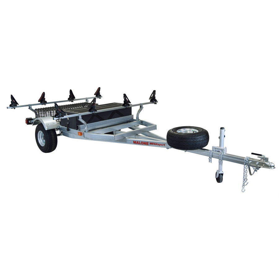 Malone MegaSport Trailer Package w/ Saddle Up Pro Carriers, Wire Storage Basket, Plastic Storage Drawer, and Spare Tire-Malone-Wind Rose North Ltd. Outfitters
