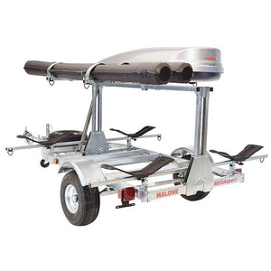 Malone MegaSport™ LowBed™ Kayak Trailer w/Tier, Spare, 2 sets MegaWings, Cargo Box, 2 Rod Tubes-Malone-Wind Rose North Ltd. Outfitters