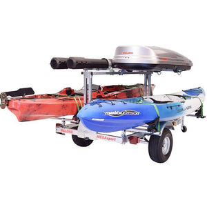 Malone MegaSport™ LowBed™ Kayak Trailer w/Tier, Spare, 2 sets SaddleUp™, Cargo Box, 2 Rod Tubes-Malone-Wind Rose North Ltd. Outfitters