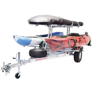 Malone MegaSport™ LowBed™ Kayak Trailer w/Tier, Spare, 2 sets SaddleUp™, Cargo Box, 2 Rod Tubes-Malone-Wind Rose North Ltd. Outfitters