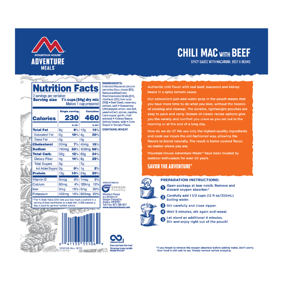 Mountain House Chili Mac with Beef- Pouch-Mountain House-Wind Rose North Ltd. Outfitters