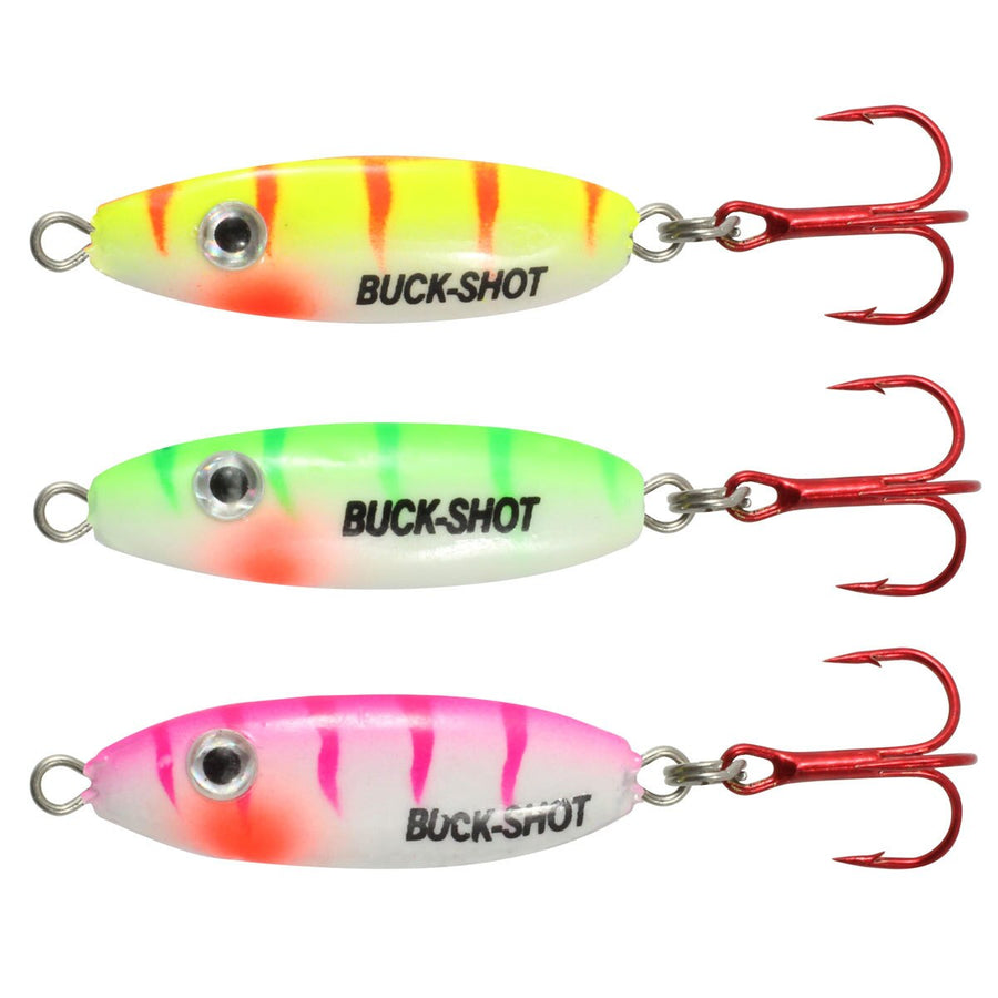 buckshot ice fishing lures Northland Buck-Shot Rattle Spoon 3-Pack The spoon also works well quivered in place when wary predators move in close Northland UV Buck-Shot Spoon -