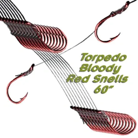 Torpedo Bloody Red Fluorocarbon Snells 60" 10-Pack